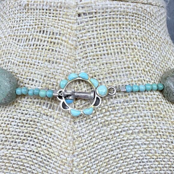 Vintage Blue Green Turquoise Sterling Silver Cross Pendant and Necklace 81 grams - Picture 7 of 11